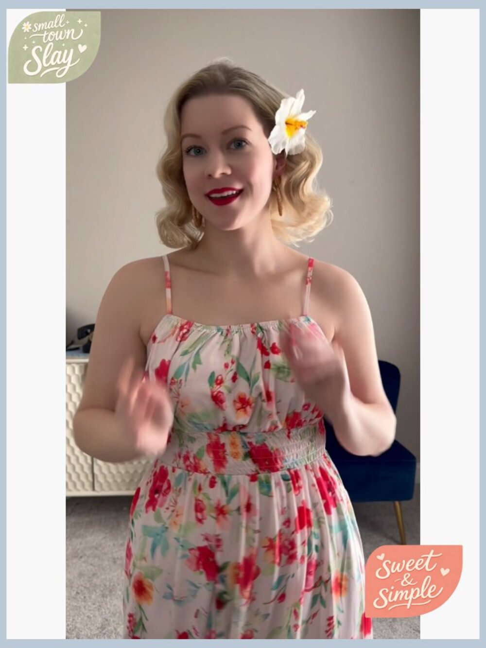Smocked Floral Maxi Dress with Pockets, Boho Beach Sundress - Picture 6 of 7